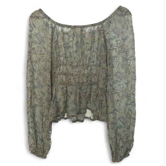 WILD SKYE Green Paisley Blouse boho size small - Picture 3 of 8